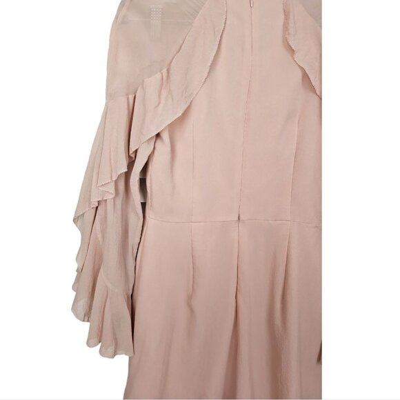 INTERMIX Molly 100% Silk Ruffle Sleeve Romper Dress In Nude Dusty Rose Size XS? - Picture 11 of 16